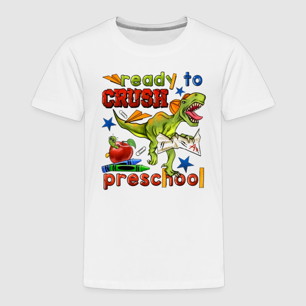 Toddler Boys Dinosaur Ready To crush Preschool Short Sleeve Premium T-Shirt NicholesGifts