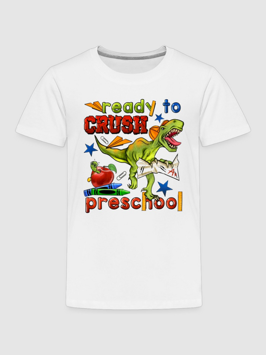 Toddler Boys Dinosaur Ready To crush Preschool Short Sleeve Premium T-Shirt NicholesGifts