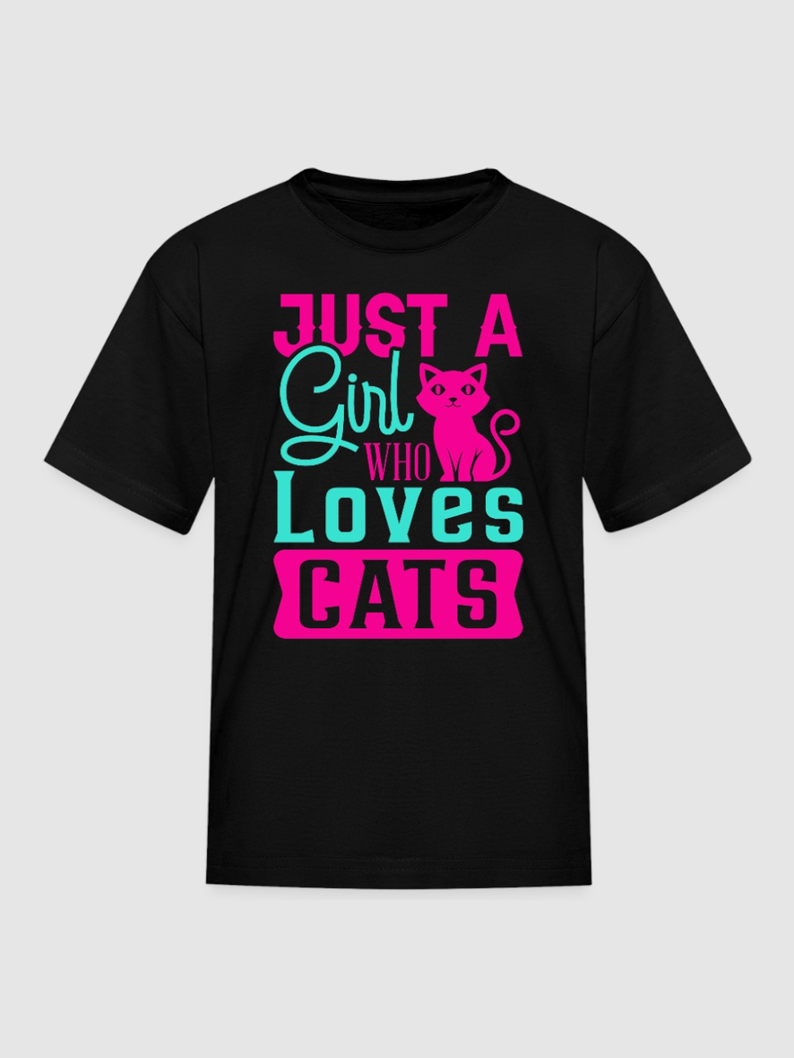 Girls Just A Girl Who Love Cats Short Sleeve Summer T-Shirt NicholesGifts