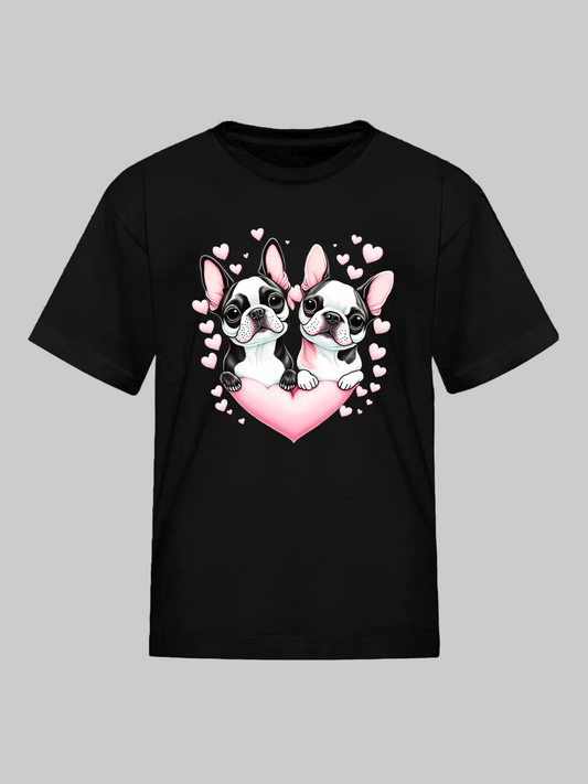 Girls Pugs and Hearts Short Sleeve T-Shirt nicholesgifts