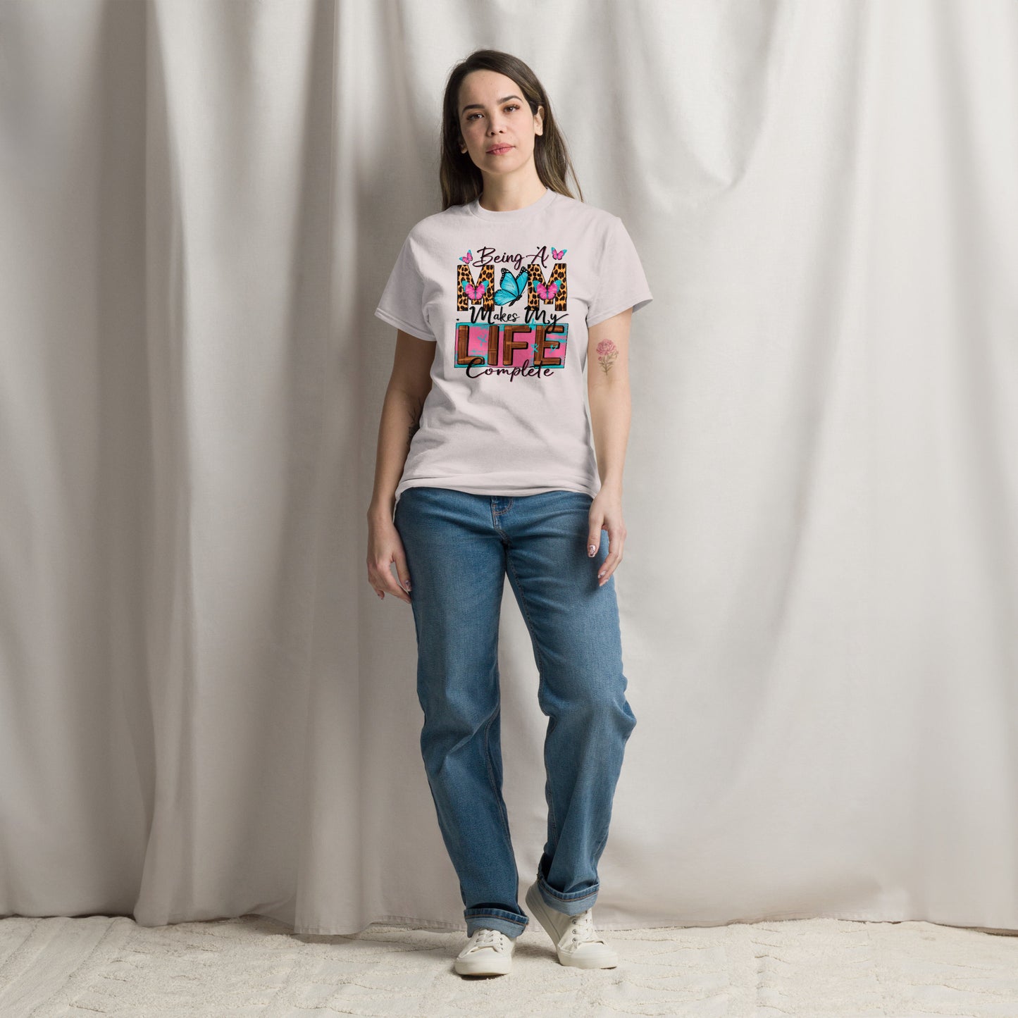 Women Being a Mom Makes My Life Complete Crewneck Short Sleeve T-Shirt. NicholesGifts