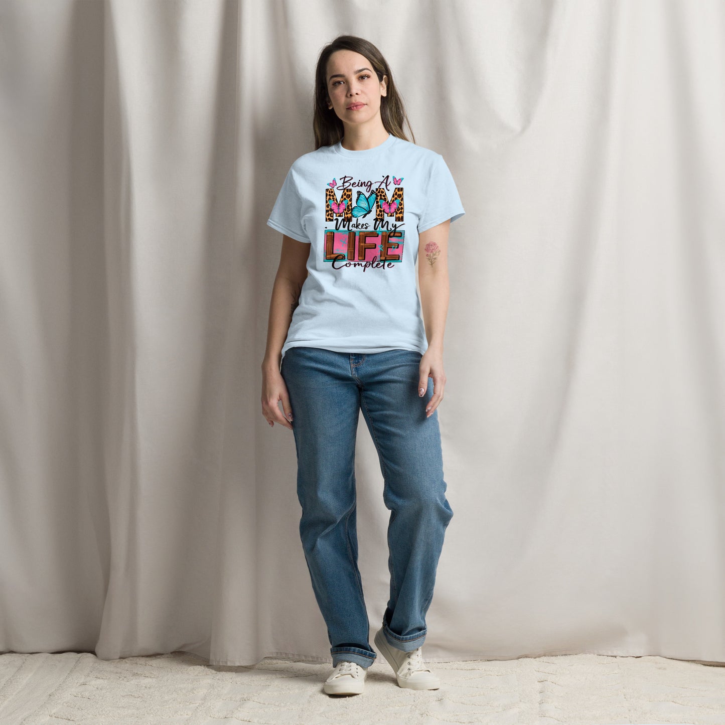 Women Being a Mom Makes My Life Complete Crewneck Short Sleeve T-Shirt. NicholesGifts