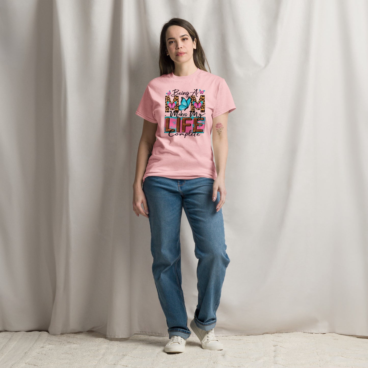 Women Being a Mom Makes My Life Complete Crewneck Short Sleeve T-Shirt. NicholesGifts