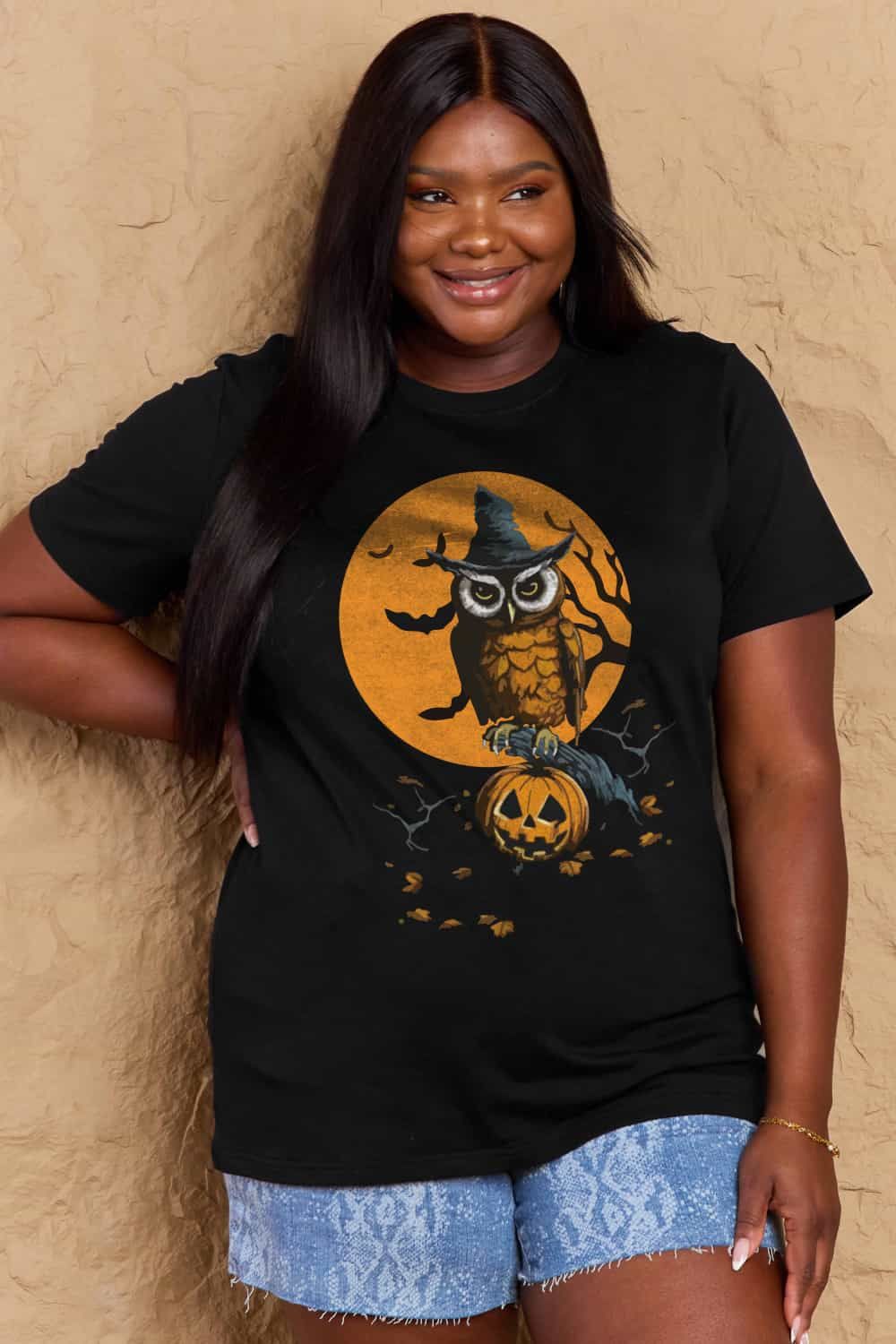 Women Full Size Halloween Theme Graphic Cotton T-Shirt NicholesGifts