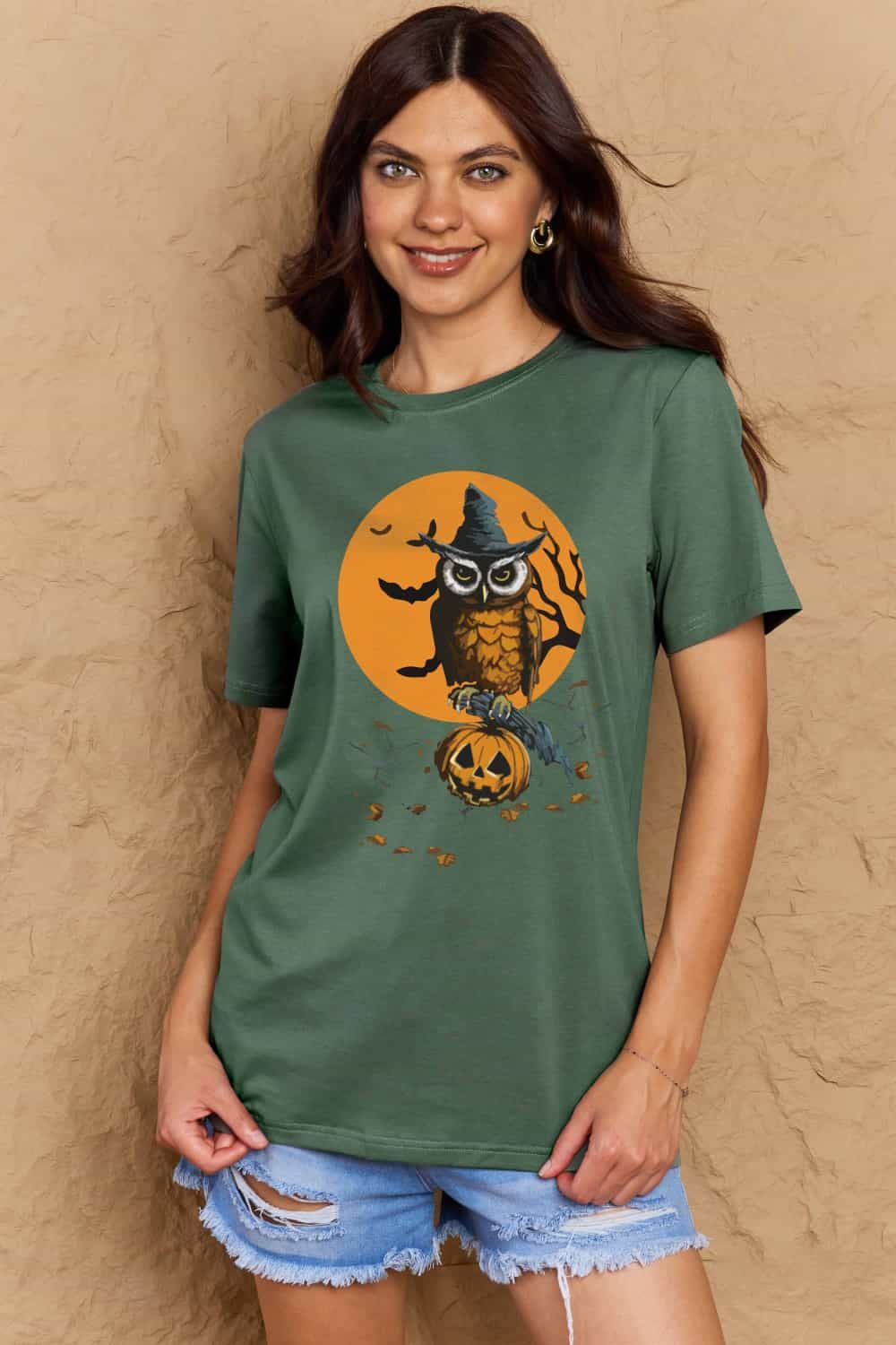 Women Full Size Halloween Theme Graphic Cotton T-Shirt NicholesGifts