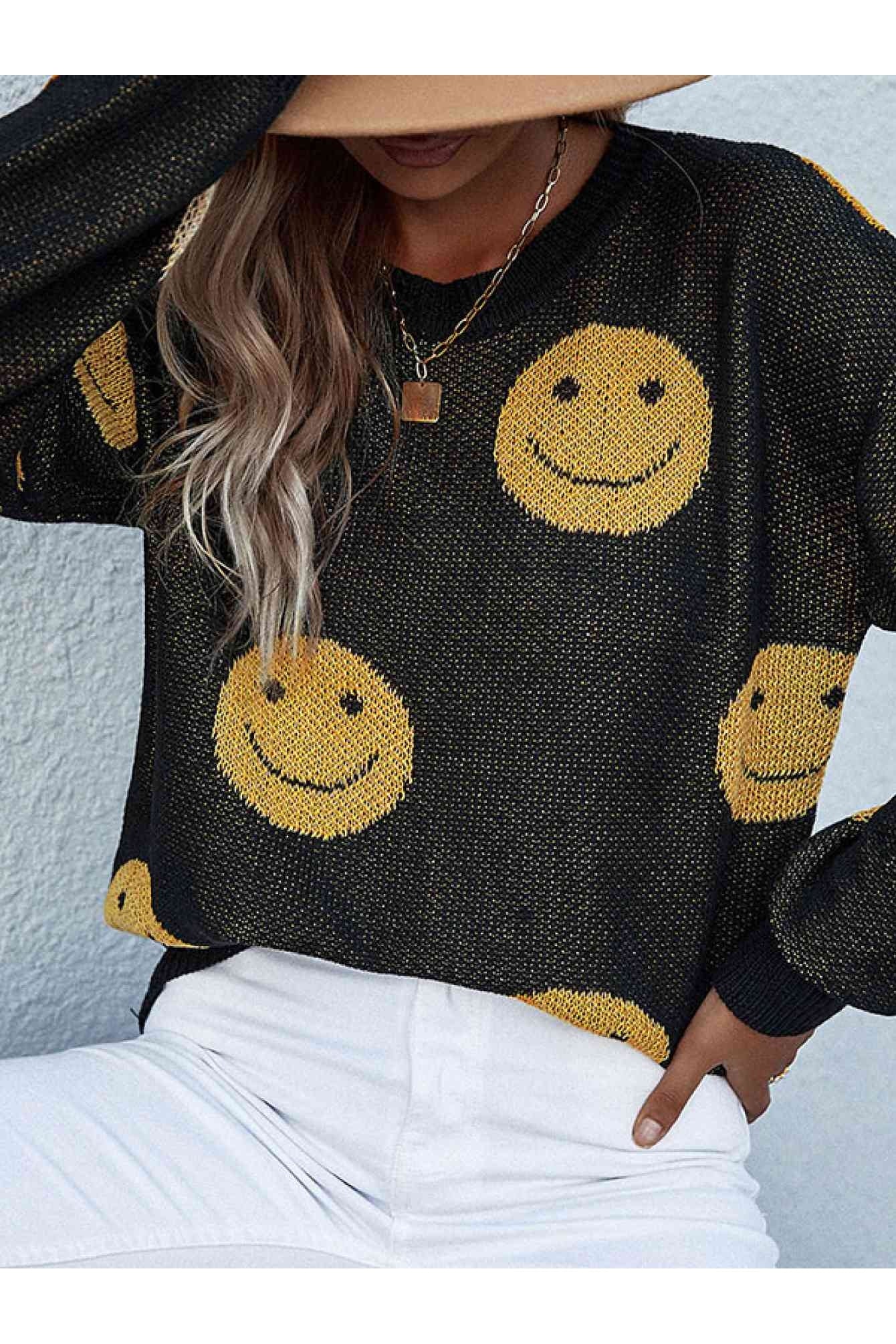 Women Smiley Face Sweater