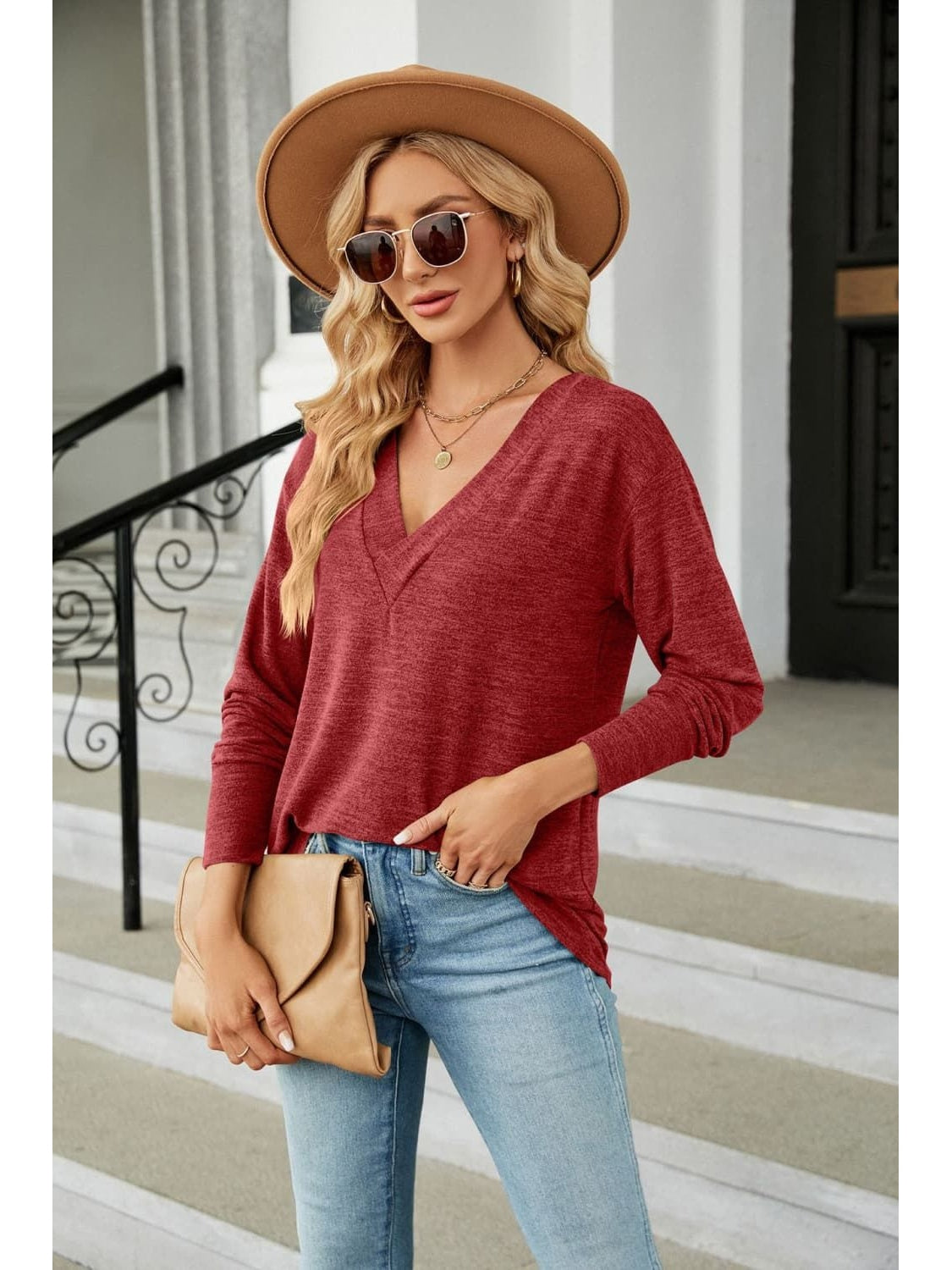 Women V-Neck Long Sleeve T-Shirt NicholesGifts