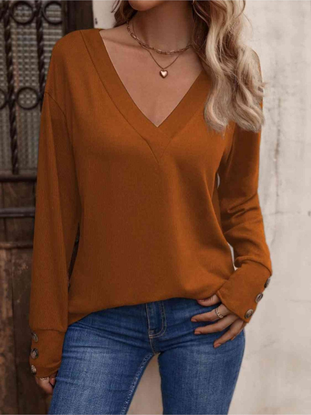 Women V-Neck Long Sleeve Top NicholesGifts