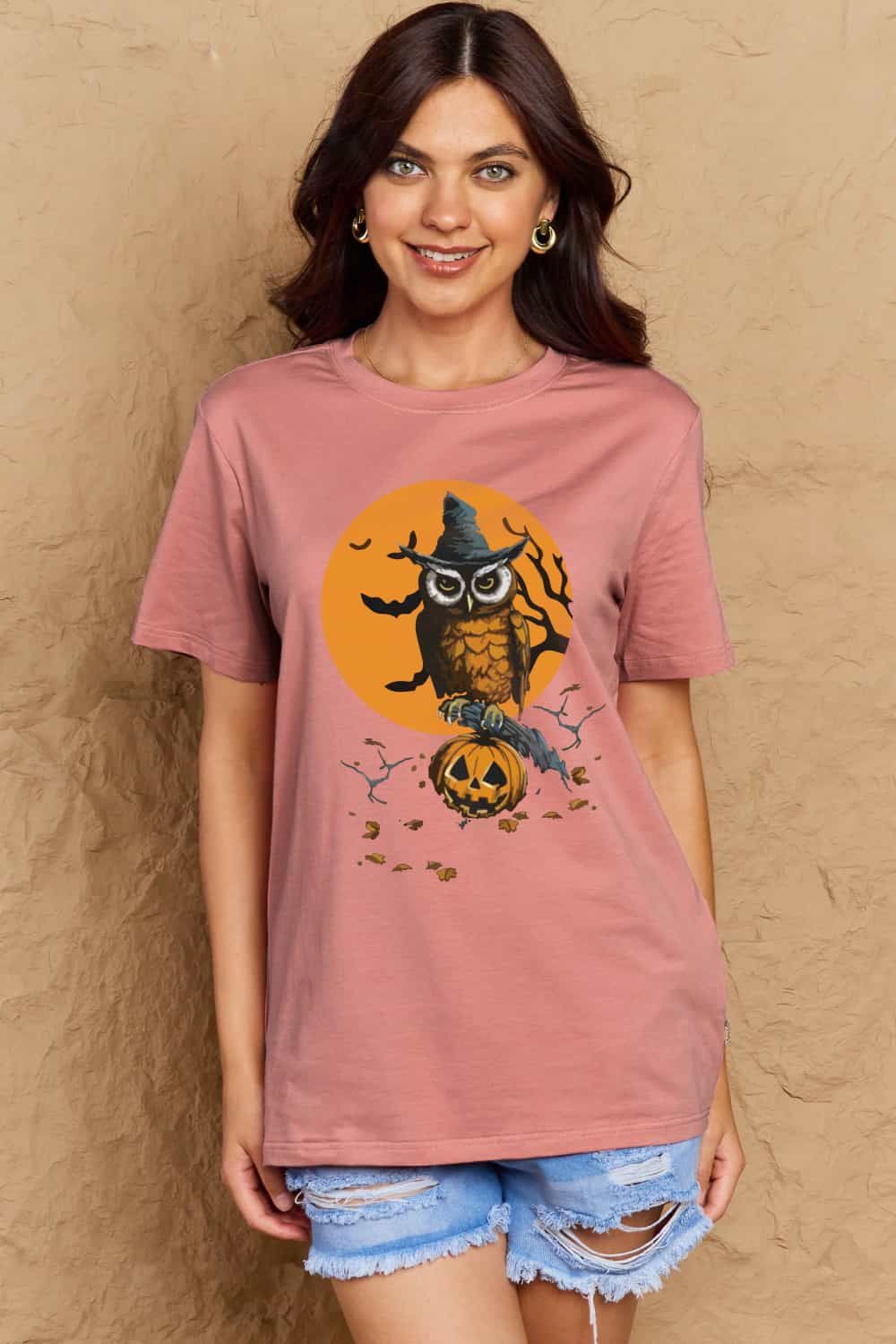 Women Full Size Halloween Theme Graphic Cotton T-Shirt NicholesGifts