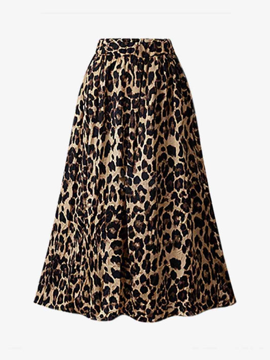 Women Plus Size Women Leopard Print Midi Skirt
