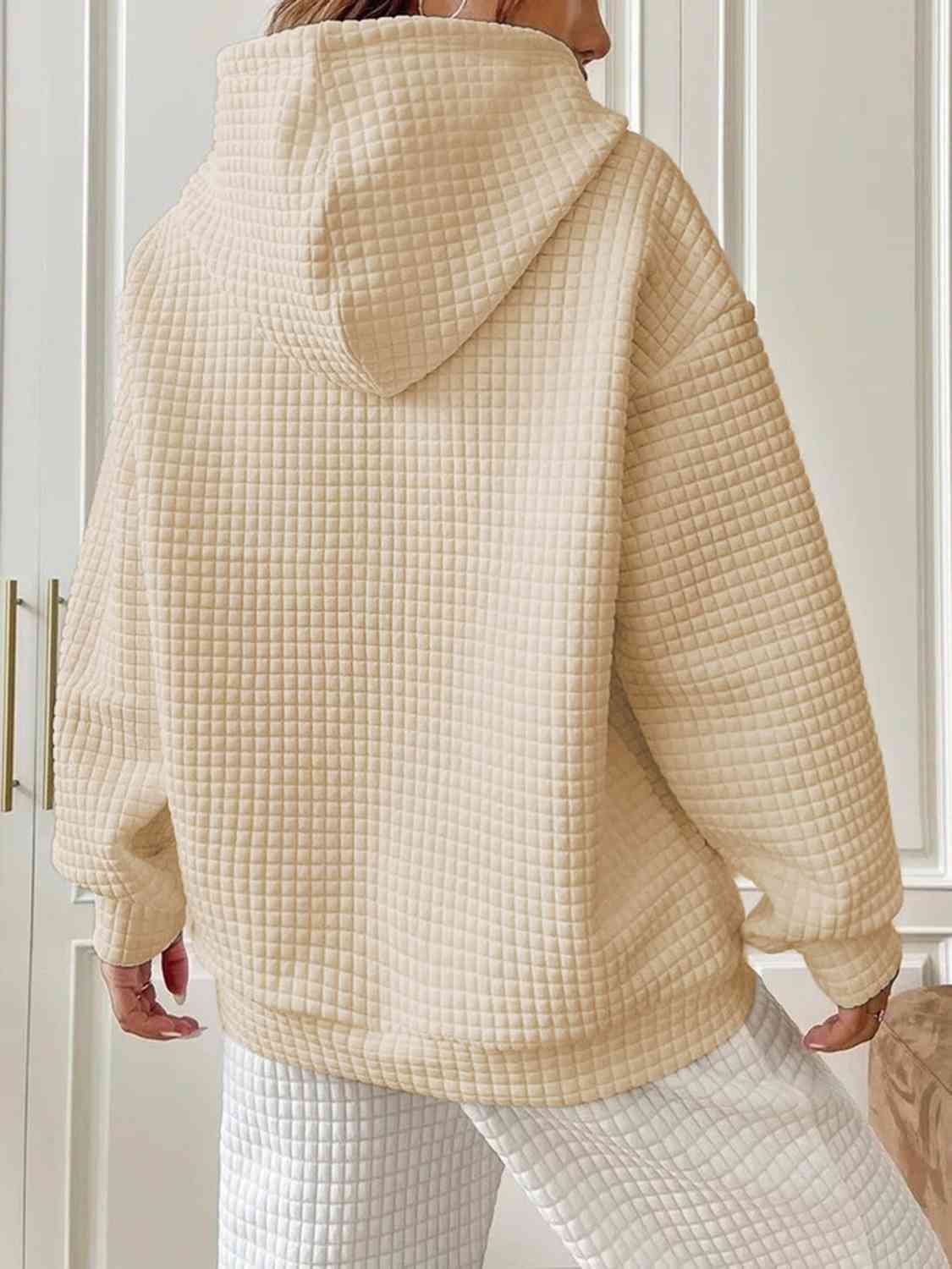 NicholesGifts Women Textured Drawstring Drop Shoulder Hoodie