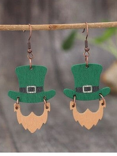 Wooden Hat Shape Dangle Earrings