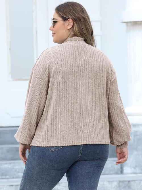 Plus Size Women Mock Neck Long Sleeve Knit Top