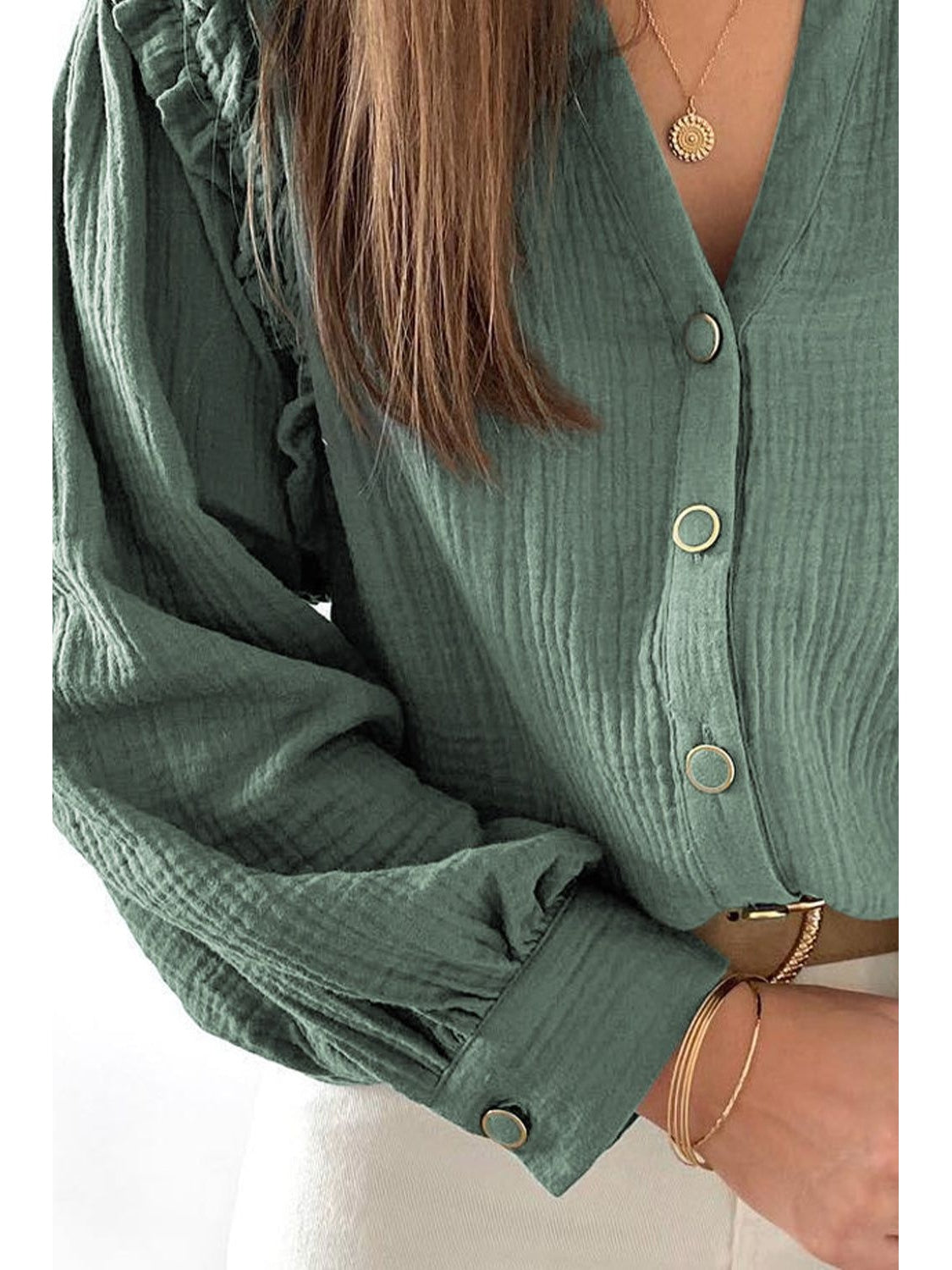 Women Long Sleeve Buttoned Top NicholeGifts
