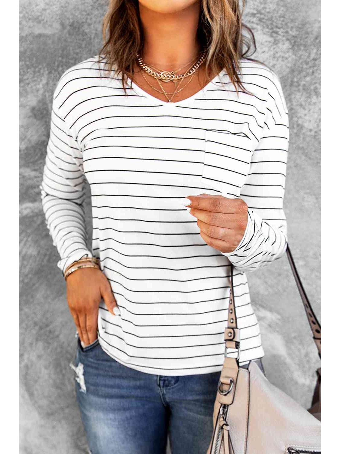 Women Striped Long Sleeve T-Shirt NicholesGifts