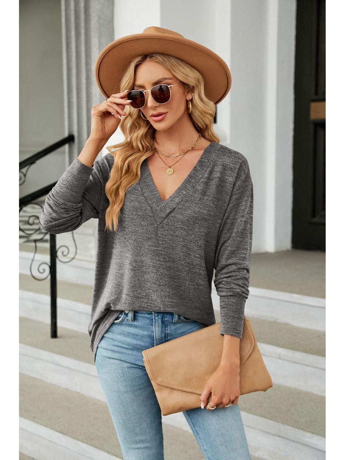 Women V-Neck Long Sleeve T-Shirt NicholesGifts