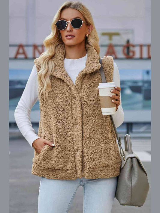 Women Snap Down Vest with Pockets NicholesGifts