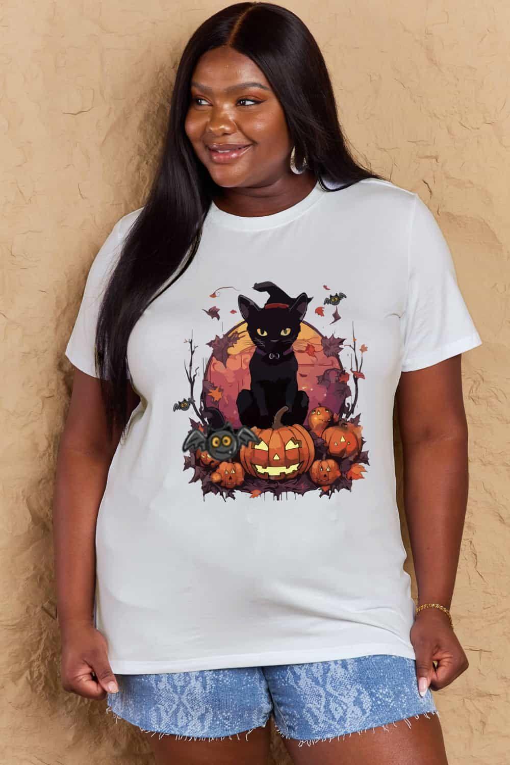 Women Full Size Halloween Theme Graphic T-Shirt NicholesGifts