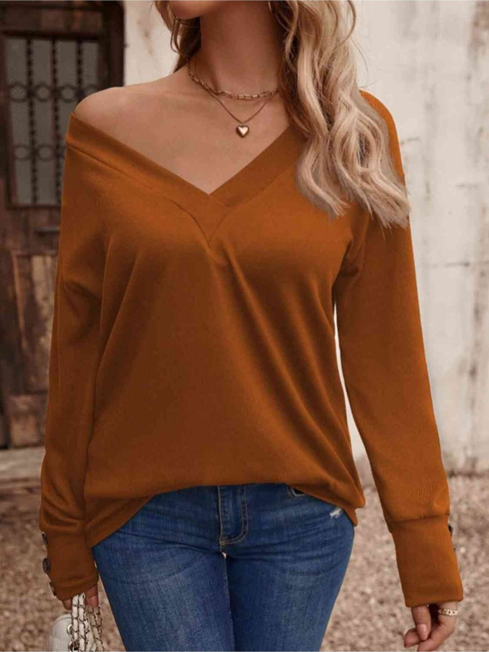 Women V-Neck Long Sleeve Top NicholesGifts