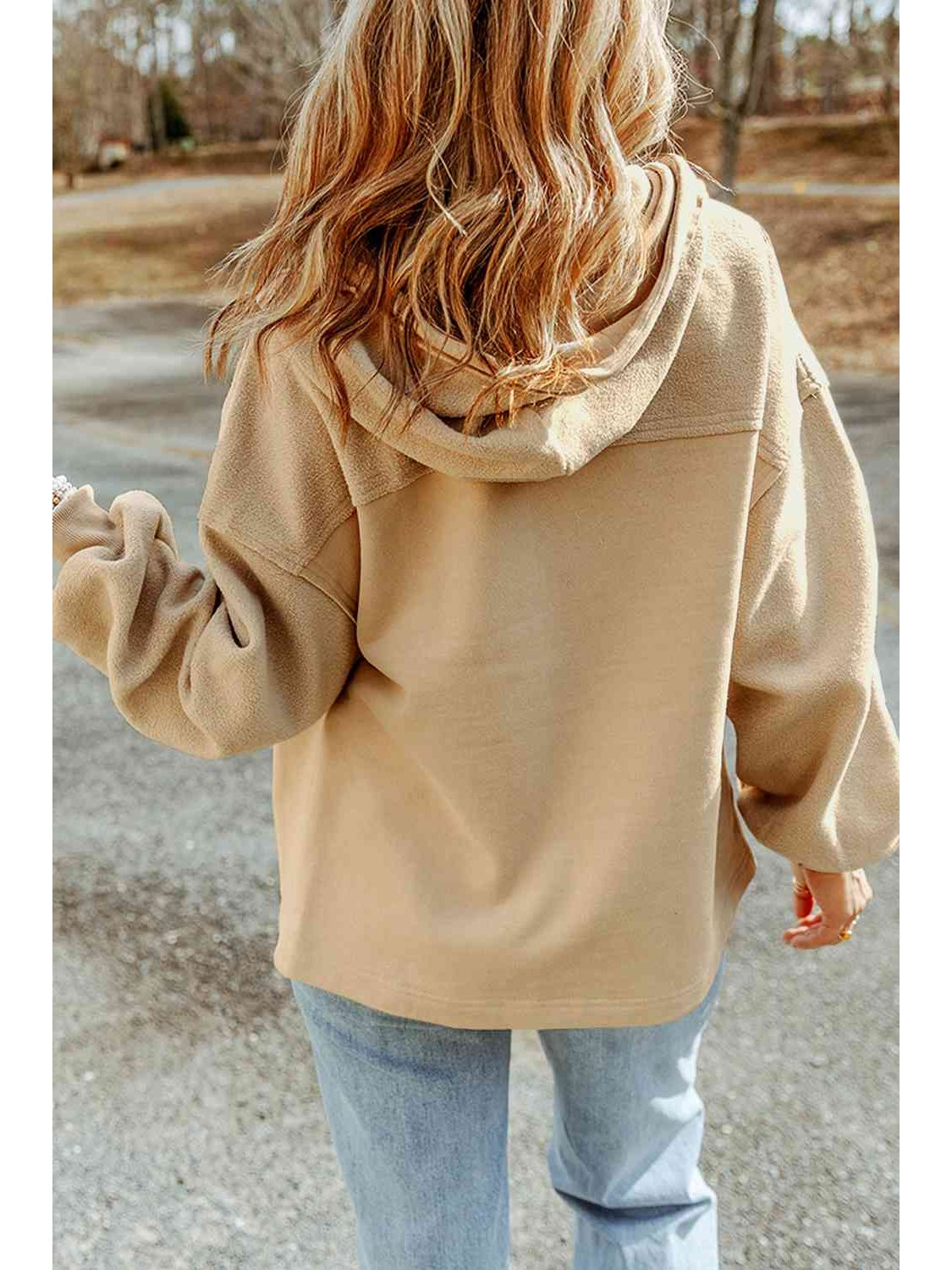 Women Zip-Up Drawstring Hooded Jacket