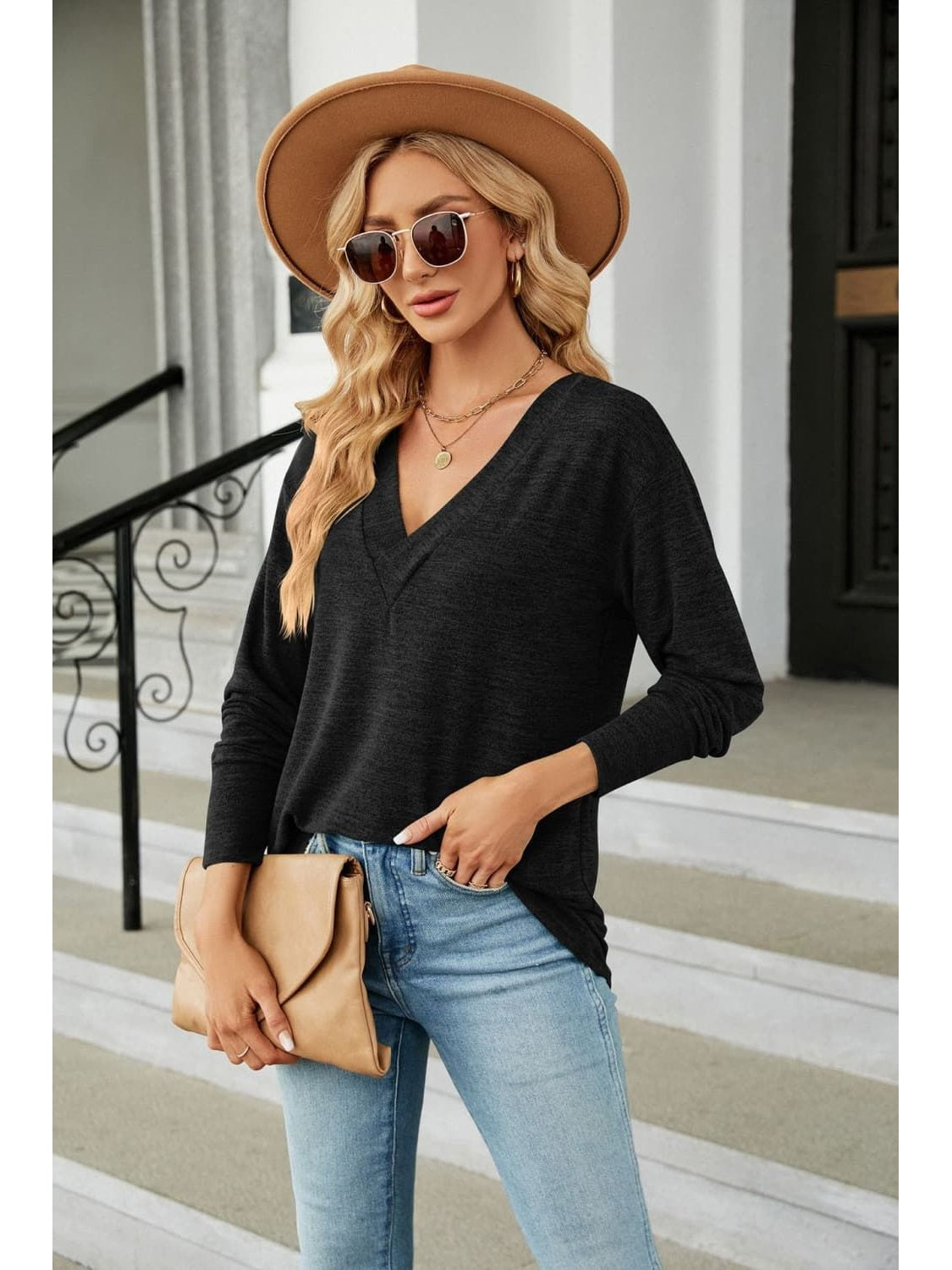 Women V-Neck Long Sleeve T-Shirt NicholesGifts
