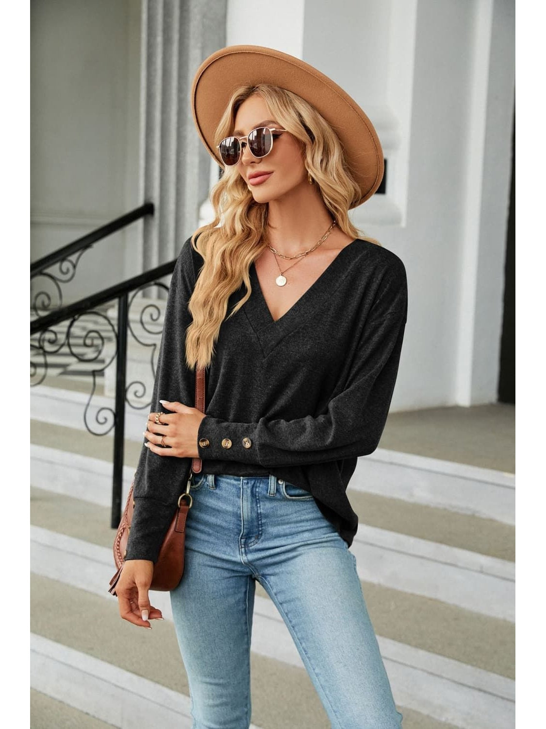 Women V-Neck Long Sleeve T-Shirt NicholesGifts