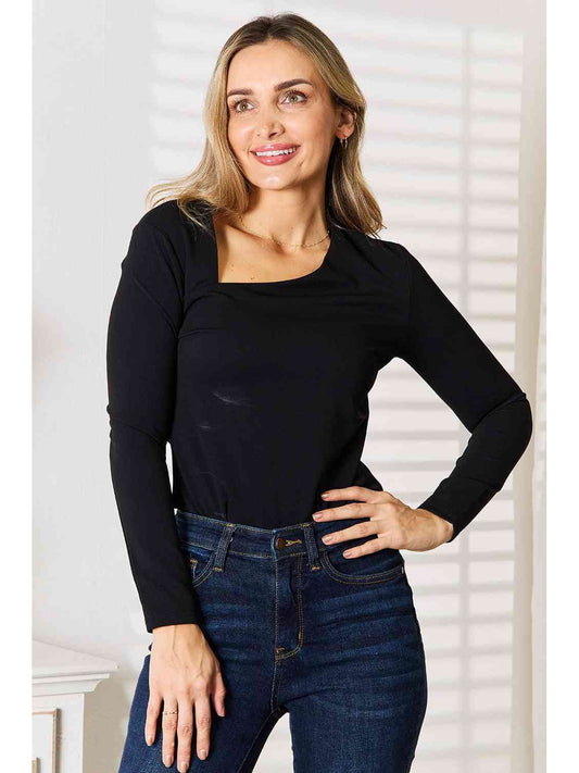 Women Basic Asymmetrical Neck Long Sleeve Top NicholesGifts