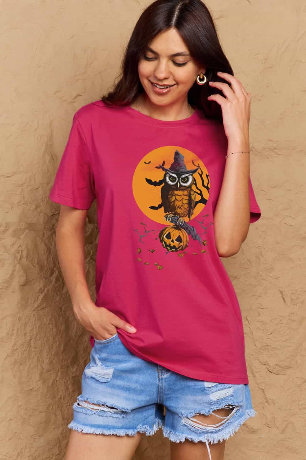 Women Full Size Halloween Theme Graphic Cotton T-Shirt NicholesGifts