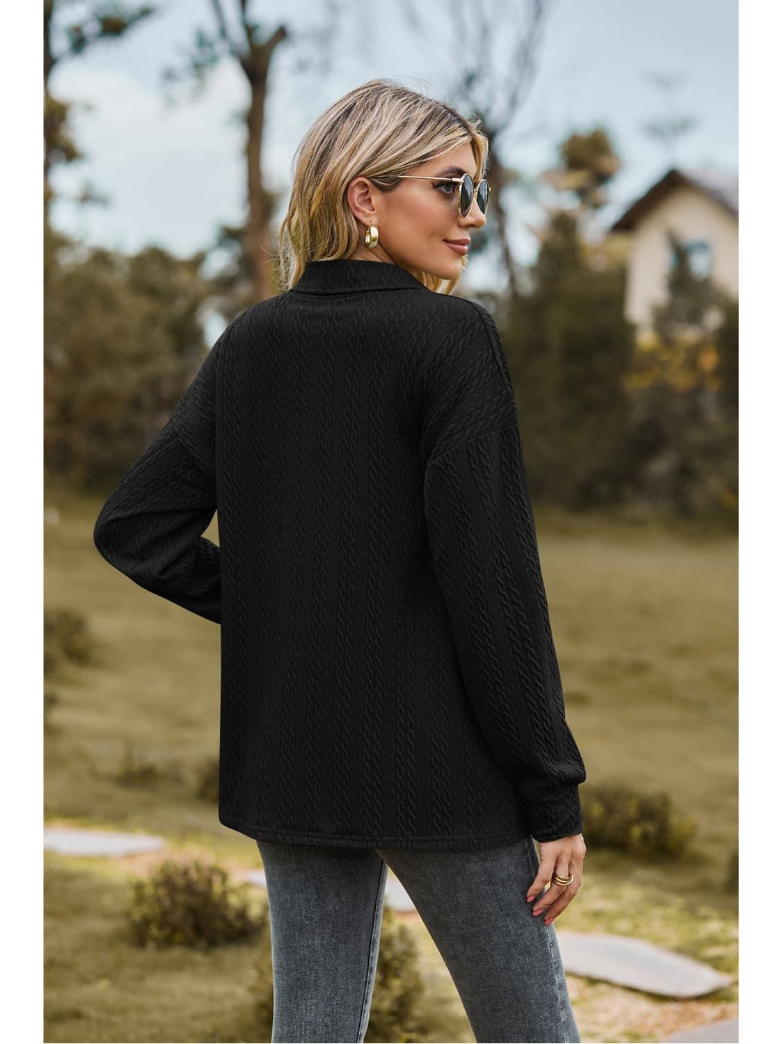 Women Collared Neck Long Sleeve Blouse NicholesGifts