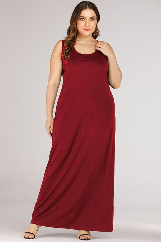 NicholesGifts Plus Size Women Scoop Neck Maxi Tank Dress NicholesGifts