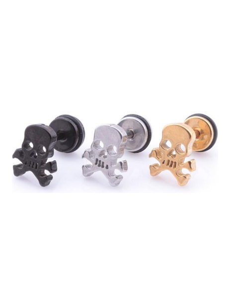 Women Rocked Out Hollowed Out Stainless Steel Skull Earrings nicholesgifts