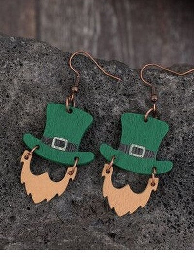 Wooden Hat Shape Dangle Earrings