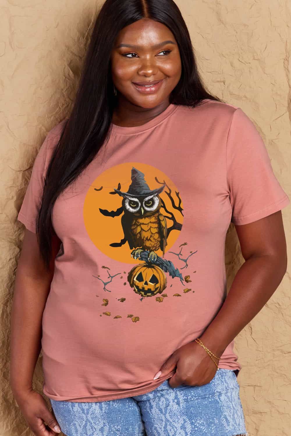 Women Full Size Halloween Theme Graphic Cotton T-Shirt NicholesGifts