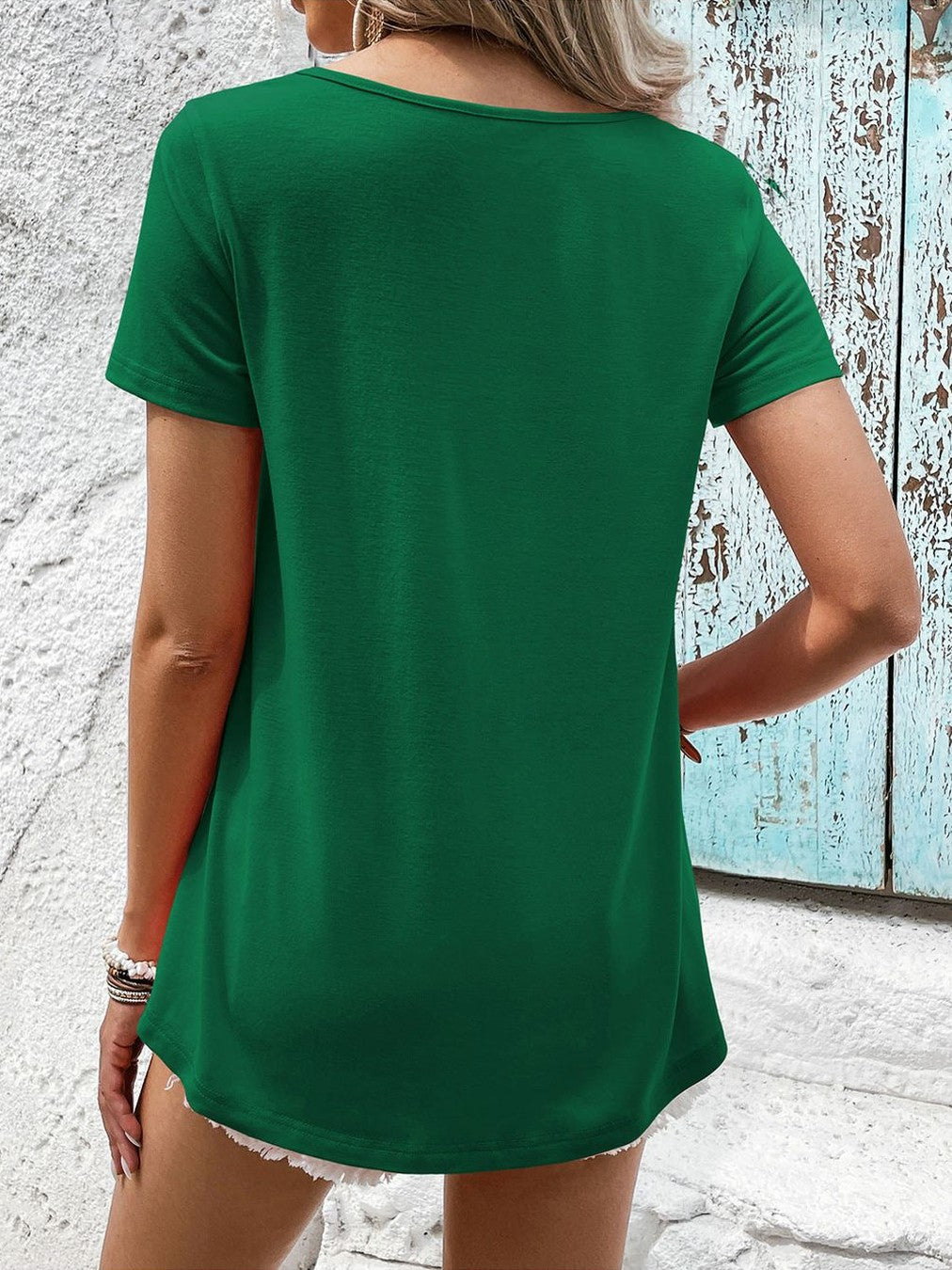 Women Spliced Lace Contrast Short Sleeve Top