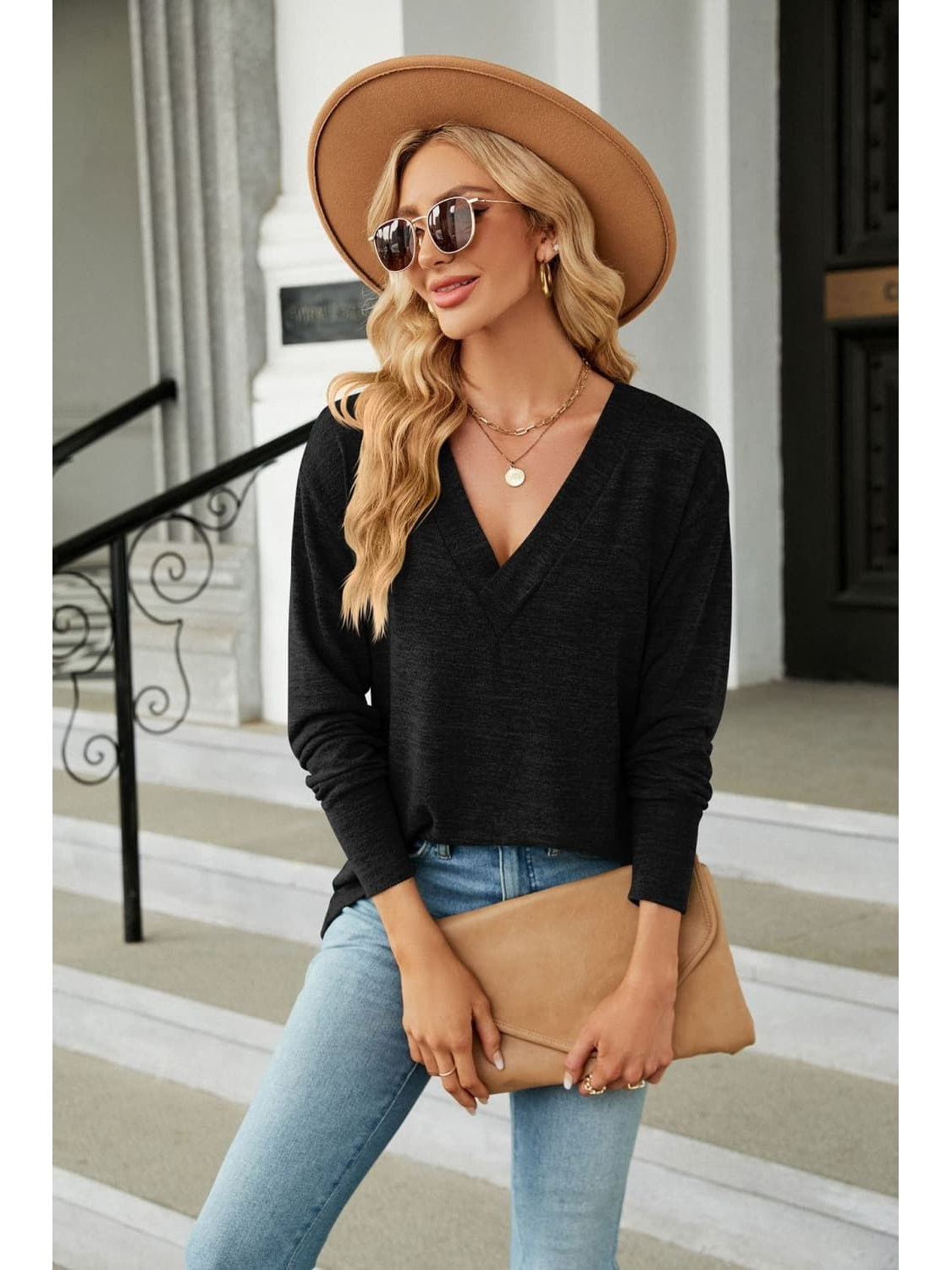 Women V-Neck Long Sleeve T-Shirt NicholesGifts