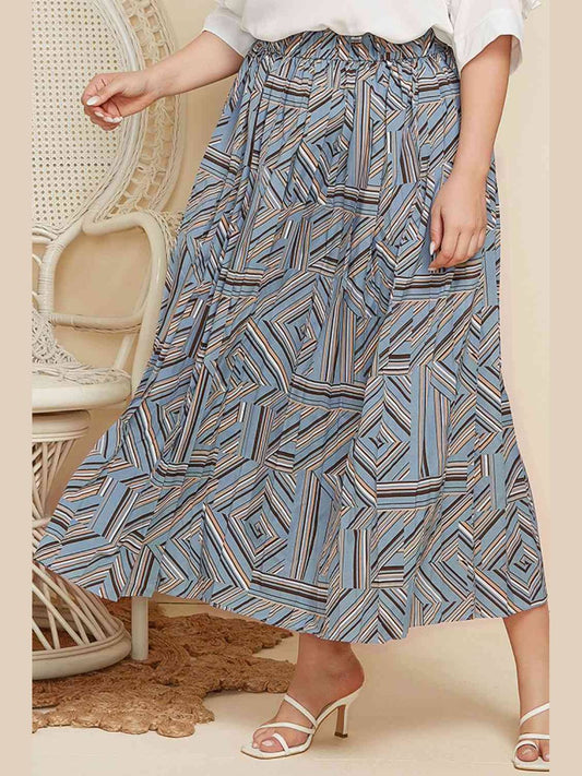 Plus Size Women Geometric Pleated Skirt