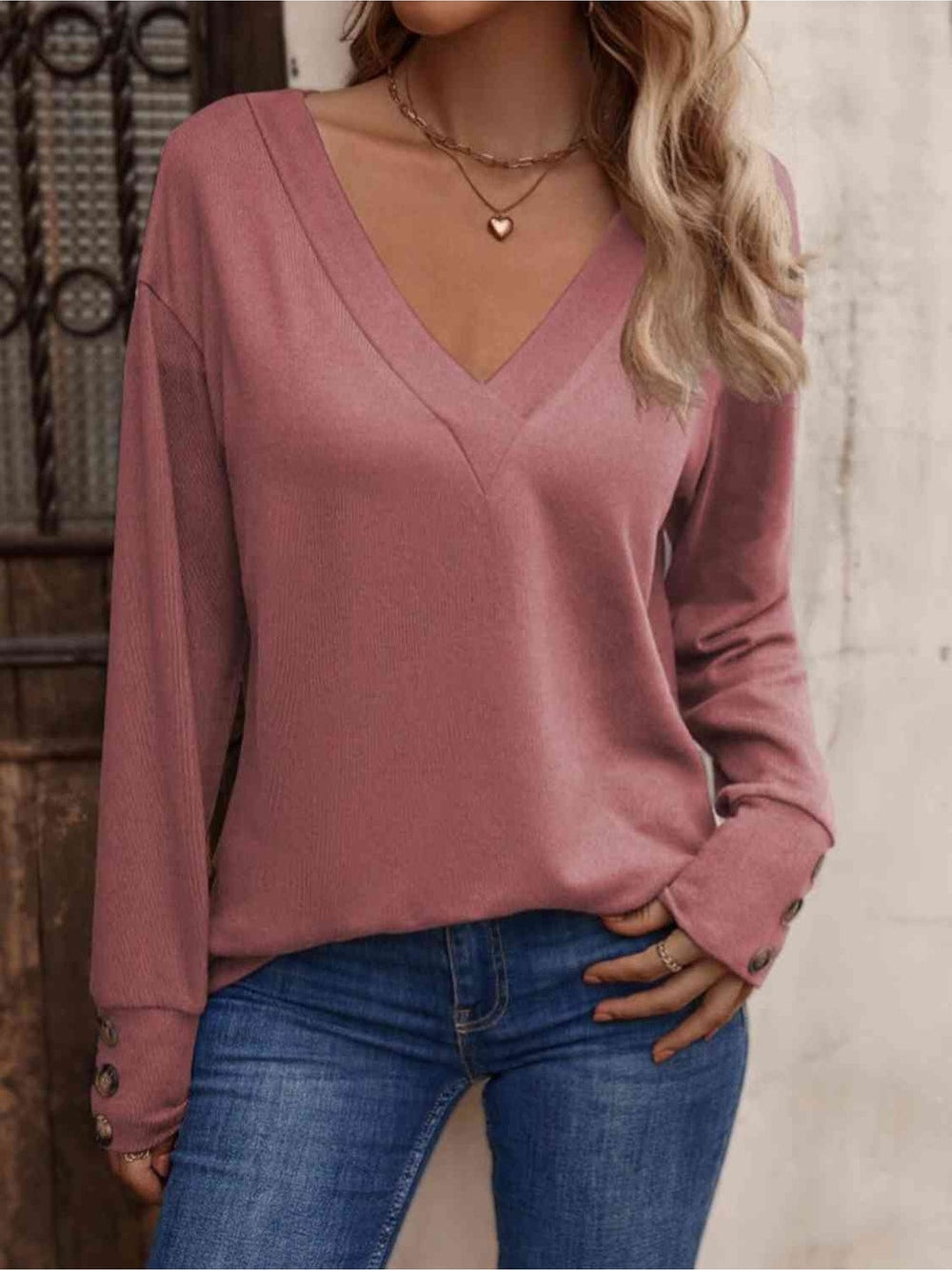 Women V-Neck Long Sleeve Top NicholesGifts