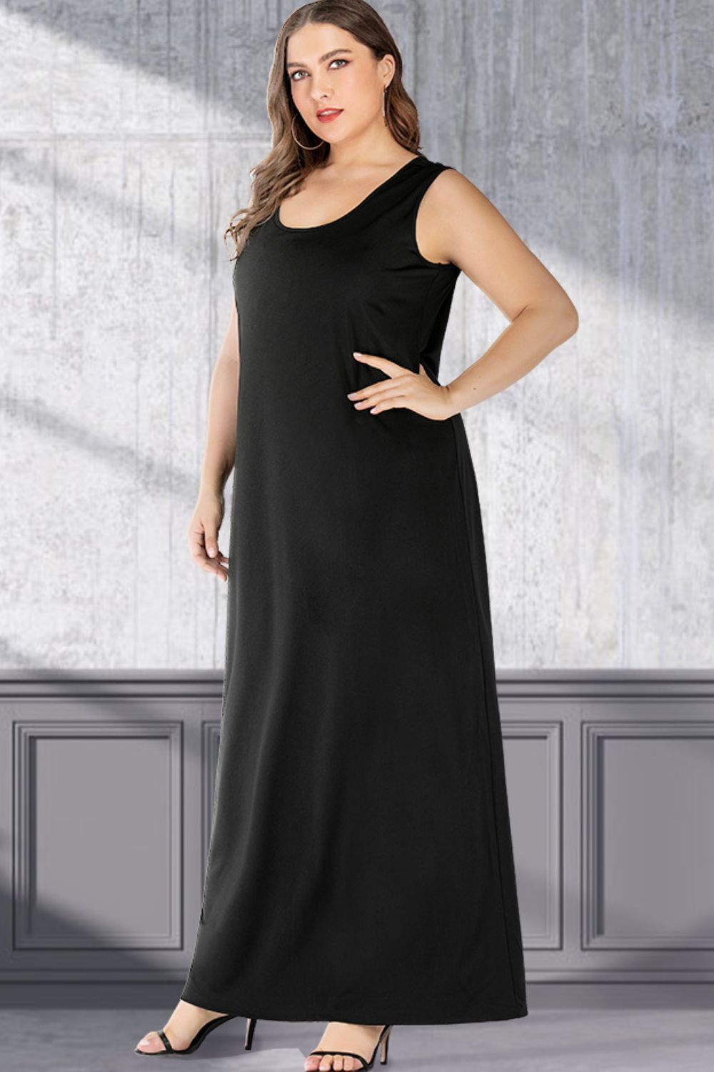 NicholesGifts Plus Size Women Scoop Neck Maxi Tank Dress NicholesGifts