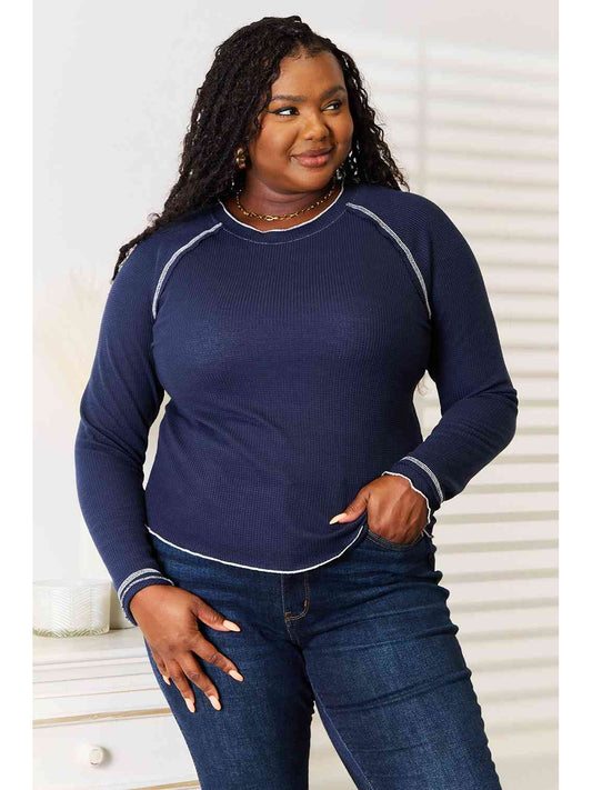 Women Basic Long Raglan Sleeve Round Neck Top NicholesGifts