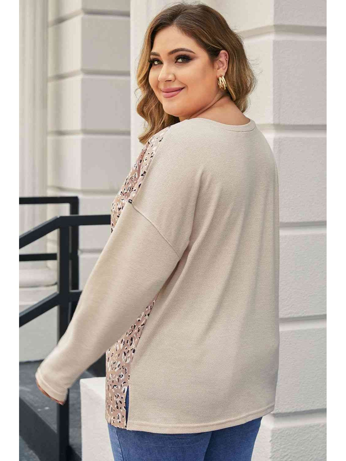 NicholesGifts Plus Size Women Multicolor V-Neck Dropped Shoulder Sweater