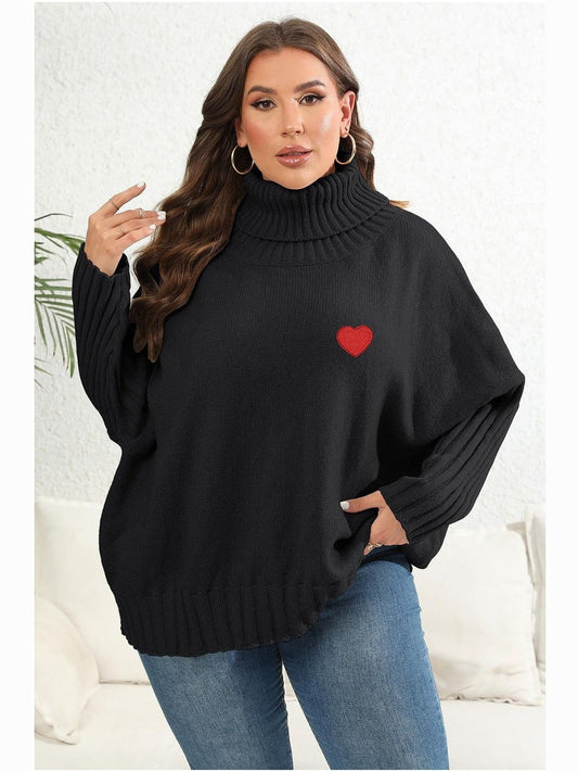 Plus Size Women Turtle Neck Long Sleeve Sweater