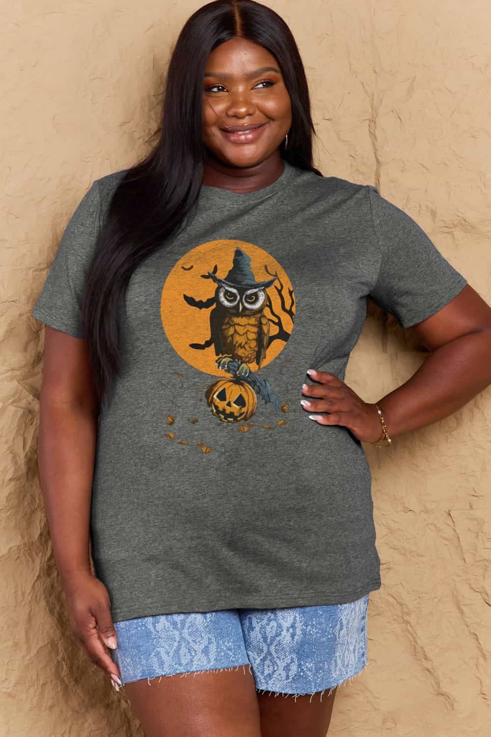 Women Full Size Halloween Theme Graphic Cotton T-Shirt NicholesGifts