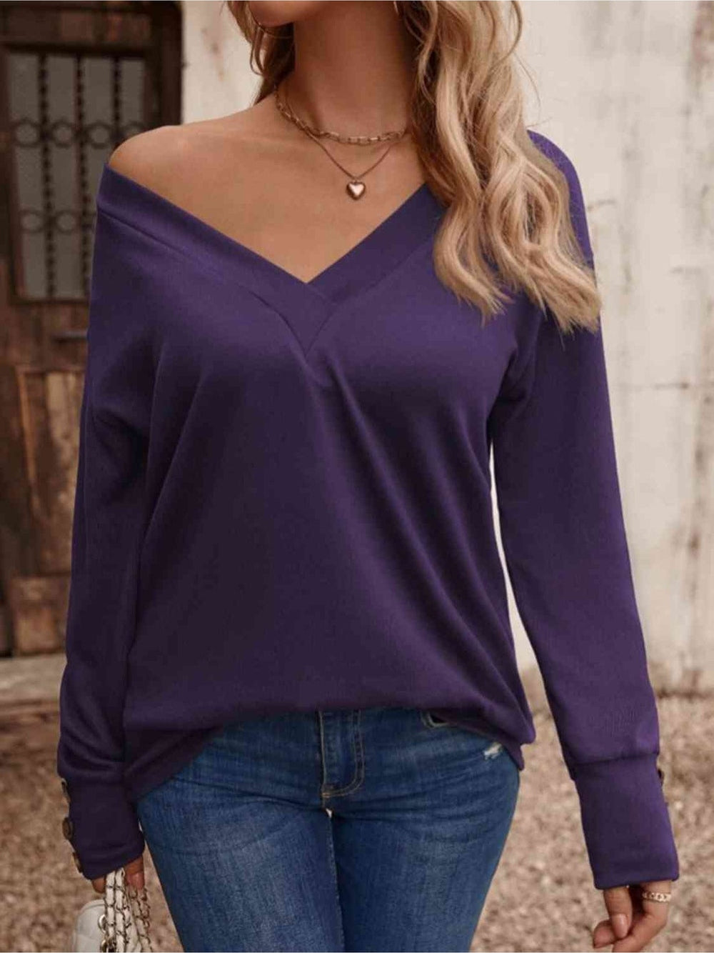 Women V-Neck Long Sleeve Top NicholesGifts