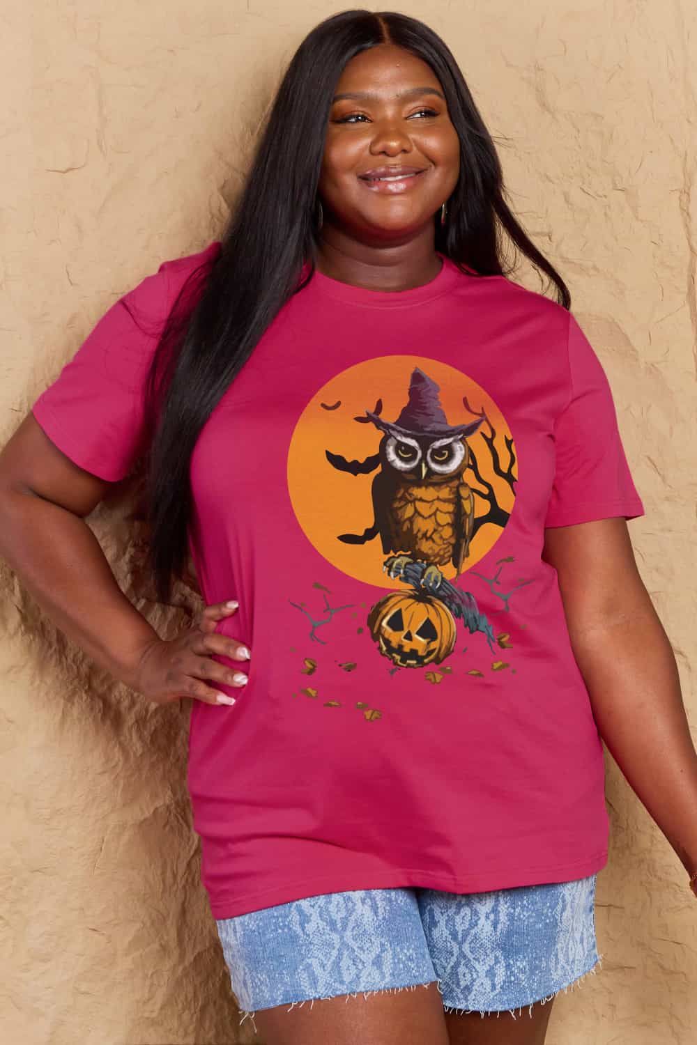 Women Full Size Halloween Theme Graphic Cotton T-Shirt NicholesGifts