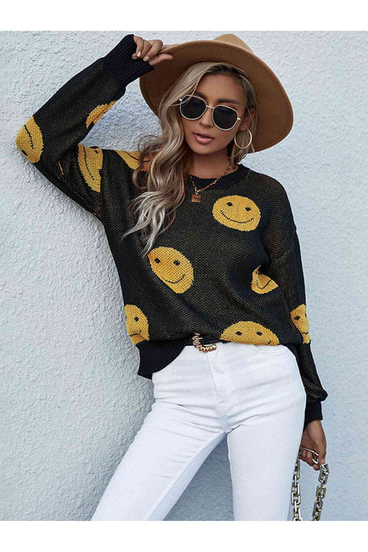 Women Smiley Face Sweater