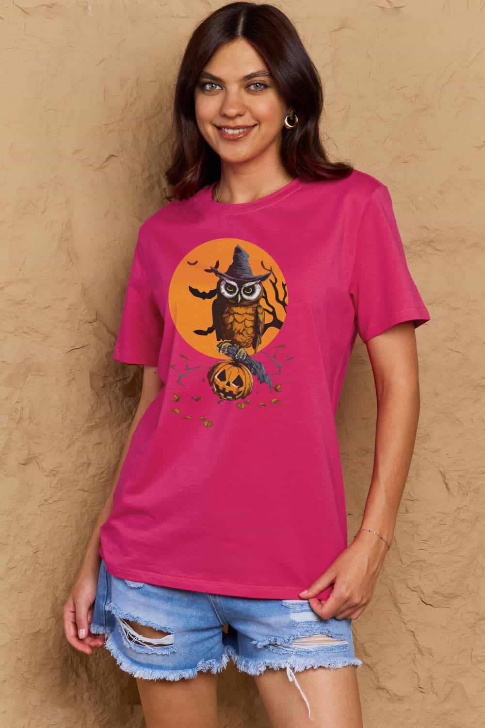 Women Full Size Halloween Theme Graphic Cotton T-Shirt NicholesGifts