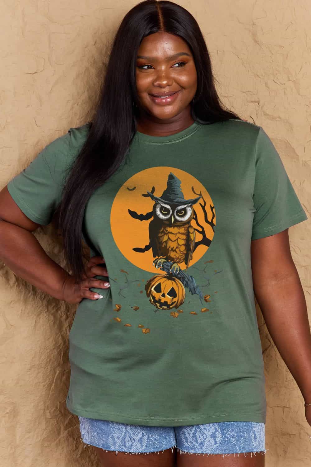 Women Full Size Halloween Theme Graphic Cotton T-Shirt NicholesGifts