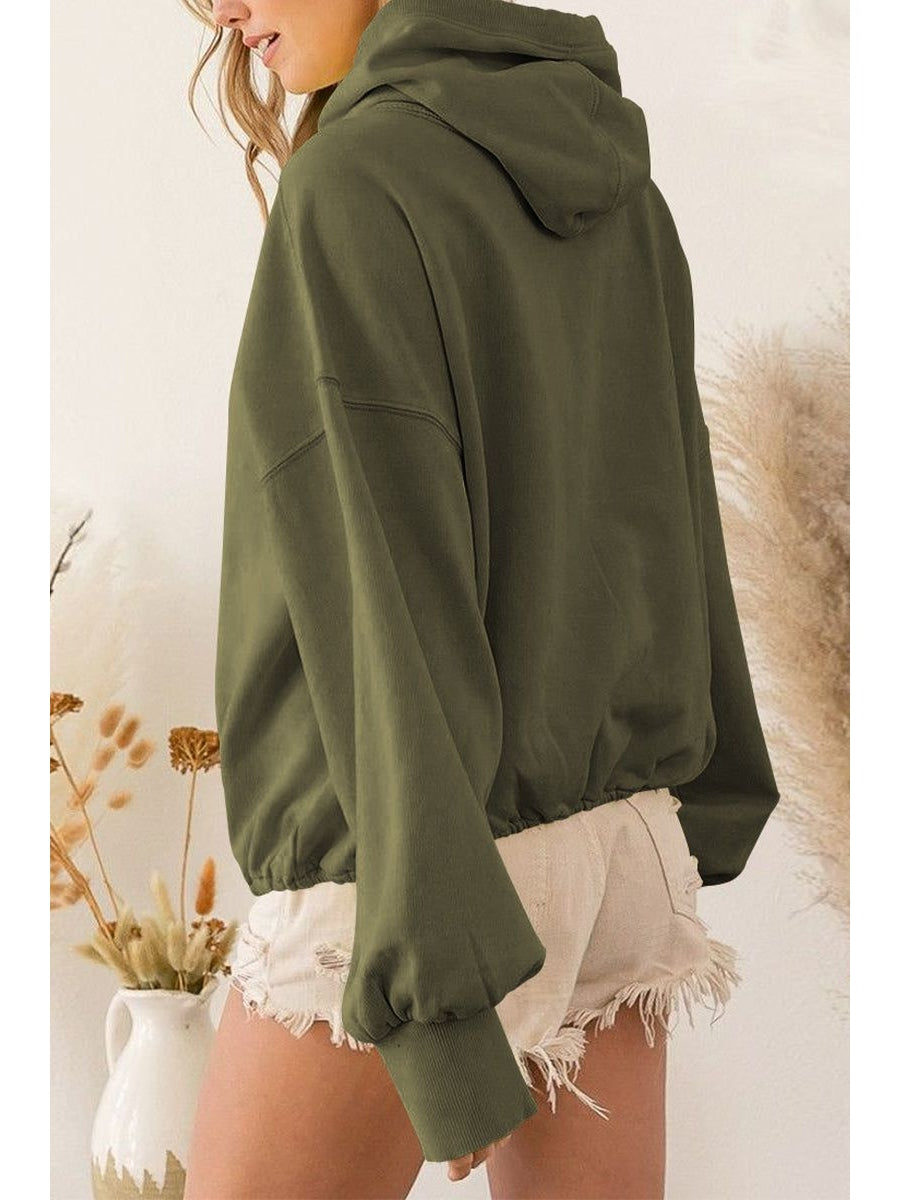 NicholesGifts Women Zip-Up Dropped Shoulder Hoodie NicholesGifts