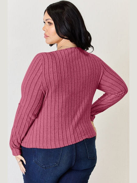 Women Full Size Ribbed Long Sleeve T-Shirt