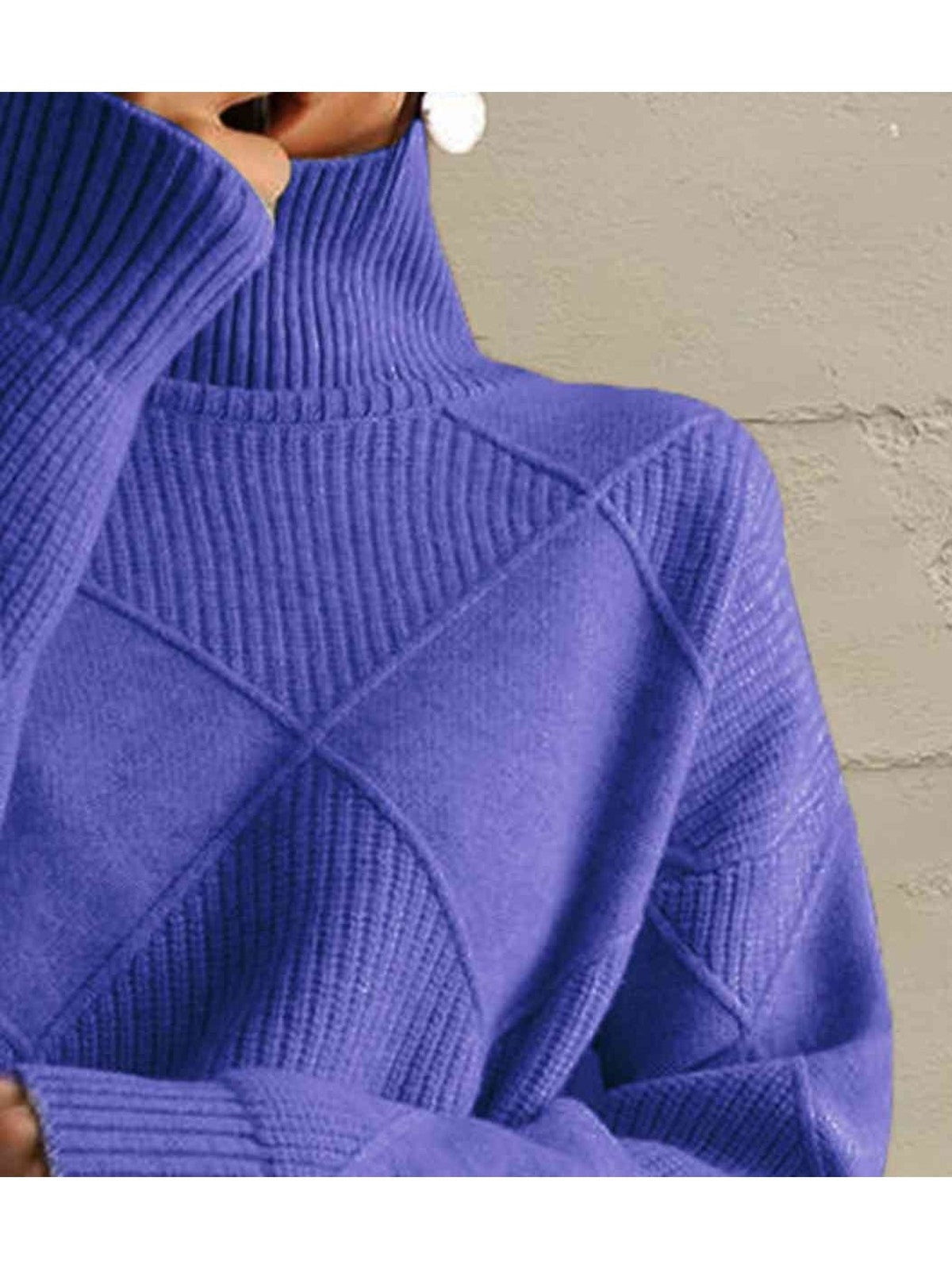 Women Geometric Turtleneck Long Sleeve Sweater